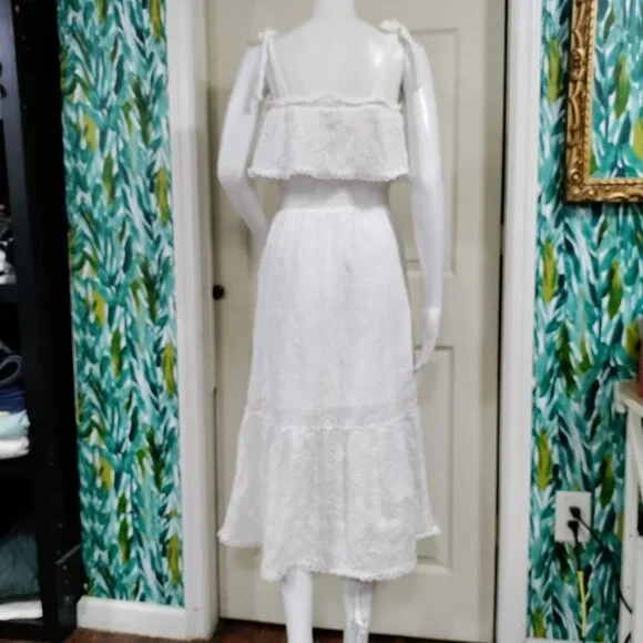 Simplee White Eyelet Lace Whimsy Cottagecore Prairie Halter Twee Dress S NWOT - Picture 3 of 10
